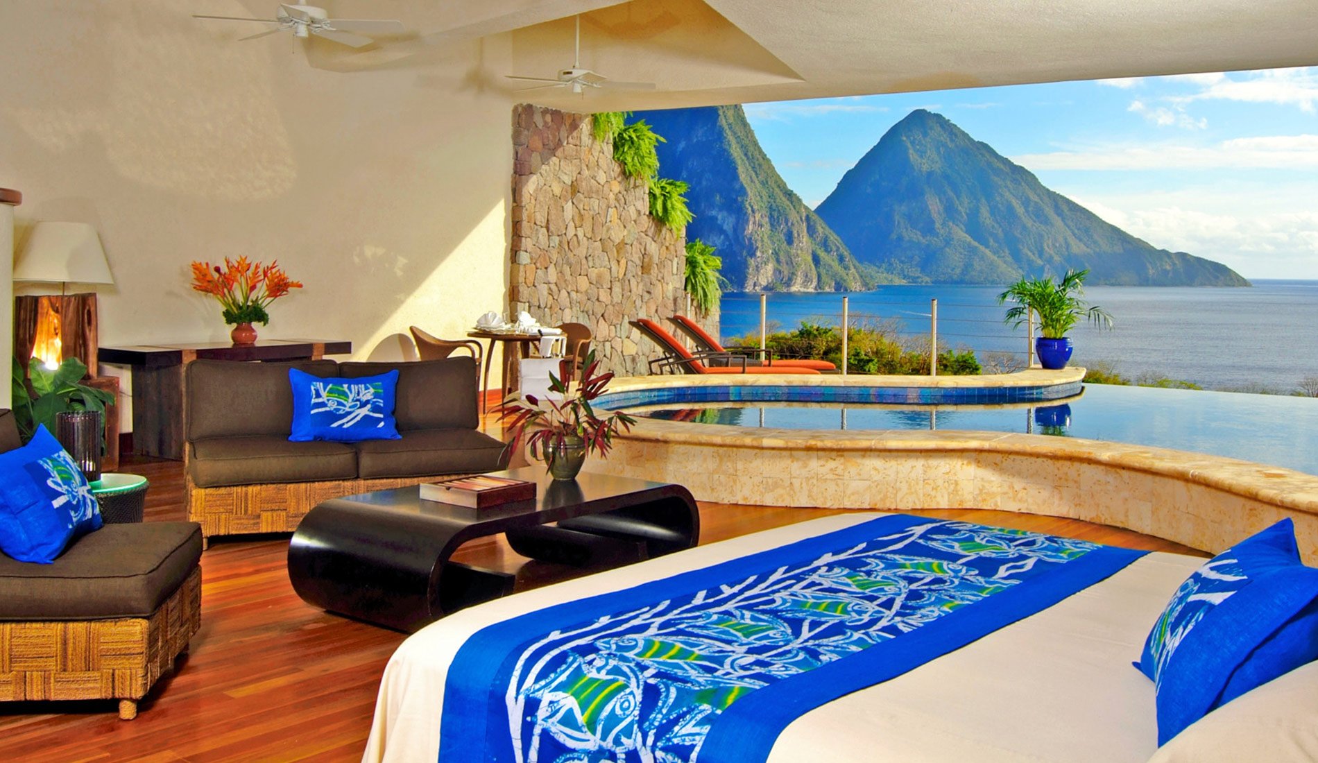 Luxury Hotel Jade Mountain resort 5 stars St Lucia caribbean island bedroom